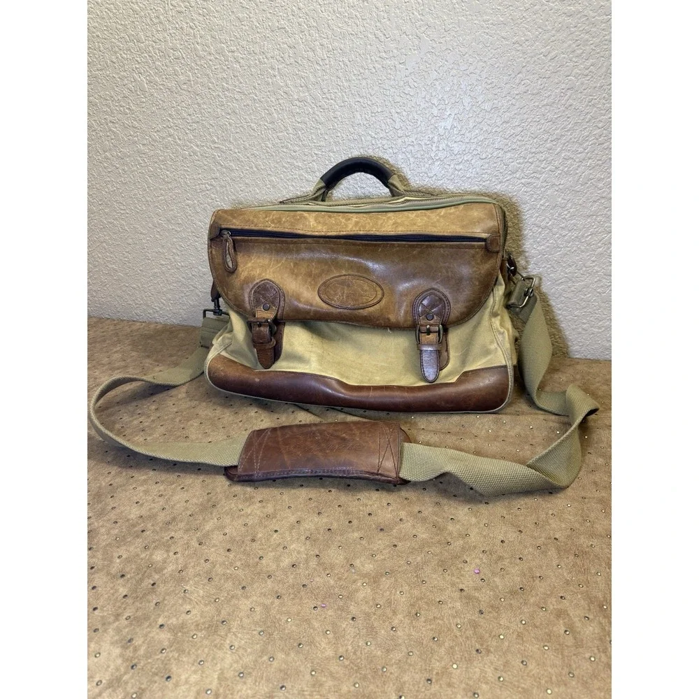 Bob Timberlake Messenger Carry On Laptop Overnight Canvas Leather‎ Luggage Bag
